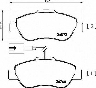 HELLA 8db355014471 -  Комплект тормозных колодок, дисковый тормоз