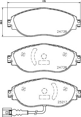 HELLA 8db355015921 -  Комплект тормозных колодок, дисковый тормоз