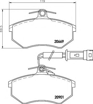 HELLA 8db355017651 -  Комплект тормозных колодок, дисковый тормоз