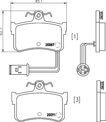 HELLA 8db355017751 -  Комплект тормозных колодок, дисковый тормоз