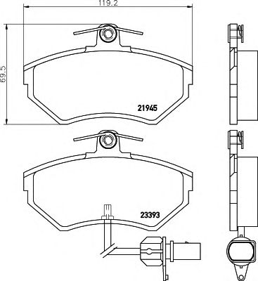 HELLA 8db355018451 -  Комплект тормозных колодок, дисковый тормоз