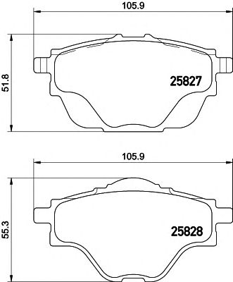 HELLA 8db355021001 -  Комплект тормозных колодок, дисковый тормоз