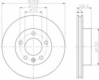 HELLA 8dd355101421 -  Тормозной диск
