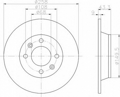 HELLA 8dd355102091 -  Тормозной диск