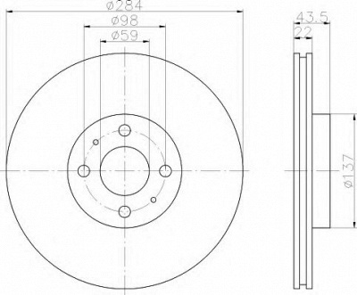 HELLA 8dd355102391 -  Тормозной диск