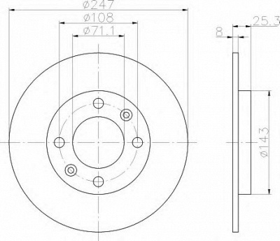 HELLA 8dd355102511 -  Тормозной диск