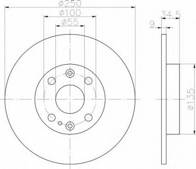 HELLA 8dd355103191 -  Тормозной диск