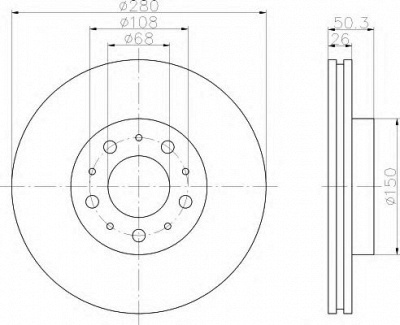 HELLA 8dd355103681 -  Тормозной диск