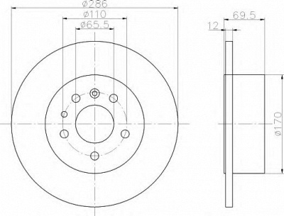 HELLA 8dd355103741 -  Тормозной диск