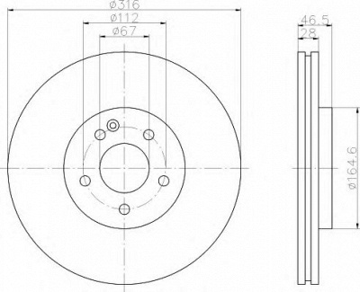 HELLA 8dd355104341 -  Тормозной диск