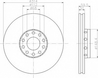 HELLA 8dd355104351 -  Тормозной диск