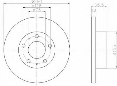 HELLA 8dd355104391 -  Тормозной диск