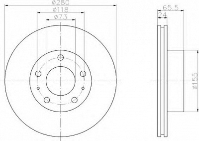 HELLA 8dd355104411 -  Тормозной диск