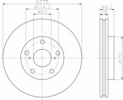 HELLA 8dd355104931 -  Тормозной диск