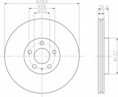 HELLA 8dd355105491 -  Тормозной диск