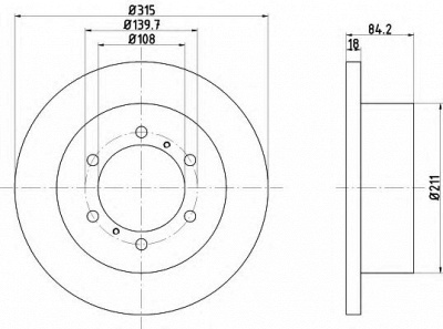 HELLA 8dd355106221 -  Тормозной диск