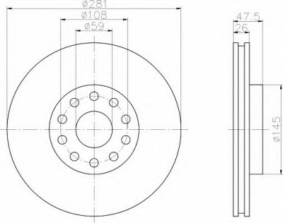 HELLA 8dd355106301 -  Тормозной диск