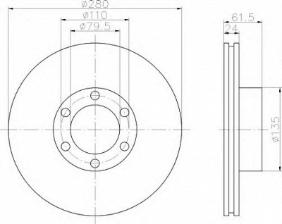 HELLA 8dd355106611 -  Тормозной диск