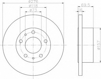 HELLA 8dd355107411 -  Тормозной диск