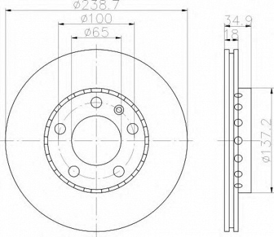 HELLA 8dd355107651 -  Тормозной диск