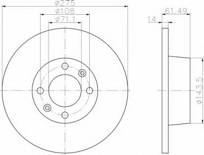HELLA 8dd355107851 -  Тормозной диск