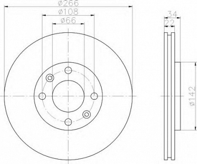 HELLA 8dd355108351 -  Тормозной диск