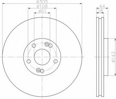 HELLA 8dd355108461 -  Тормозной диск