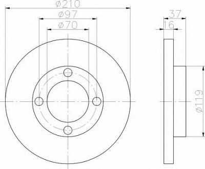 HELLA 8dd355108491 -  Тормозной диск