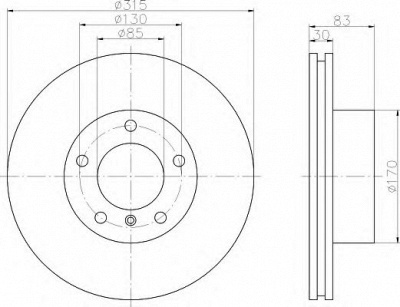 HELLA 8dd355108581 -  Тормозной диск