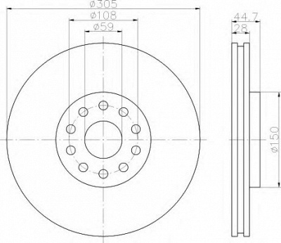 HELLA 8dd355108911 -  Тормозной диск