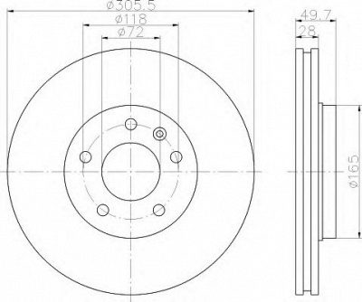 HELLA 8dd355108951 -  Тормозной диск
