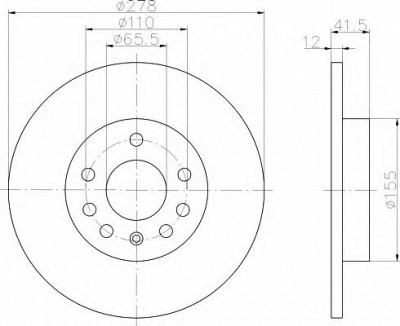 HELLA 8dd355109211 -  Тормозной диск
