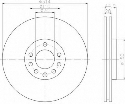 HELLA 8dd355109261 -  Тормозной диск