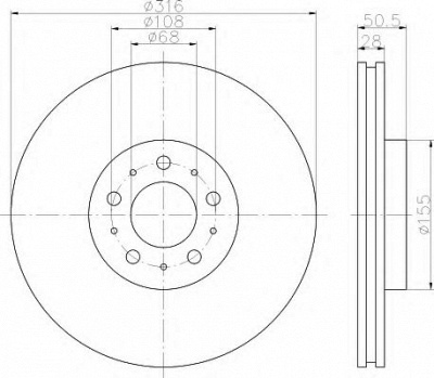 HELLA 8dd355110571 -  Тормозной диск