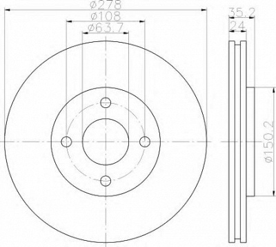 HELLA 8dd355110981 -  Тормозной диск
