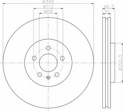 HELLA 8dd355112381 -  Тормозной диск