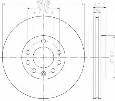 HELLA 8dd355113611 -  Тормозной диск