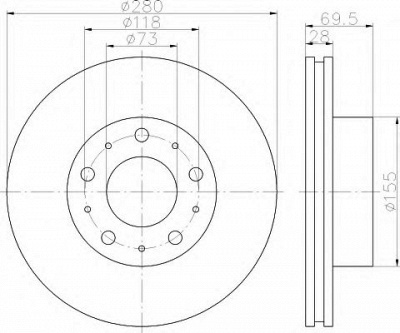 HELLA 8dd355113691 -  Тормозной диск