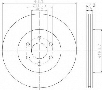 HELLA 8dd355114331 -  Тормозной диск
