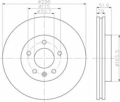HELLA 8dd355114401 -  Тормозной диск