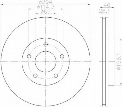 HELLA 8dd355115911 -  Тормозной диск