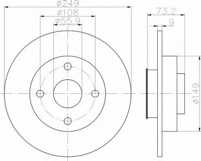 HELLA 8dd355116081 -  Тормозной диск