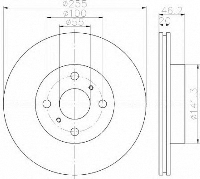 HELLA 8dd355116411 -  Тормозной диск