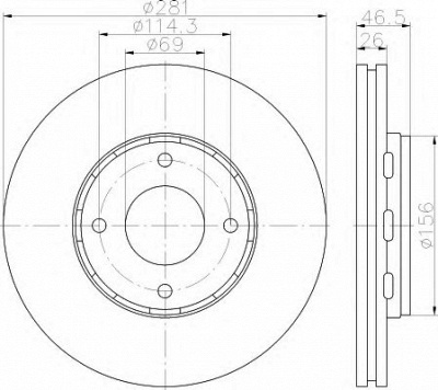 HELLA 8dd355116531 -  Тормозной диск
