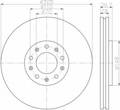 HELLA 8dd355116631 -  Тормозной диск