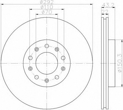HELLA 8dd355116691 -  Тормозной диск