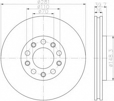 HELLA 8dd355117231 -  Тормозной диск