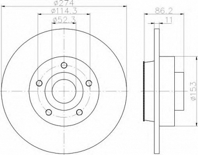 HELLA 8dd355117351 -  Тормозной диск