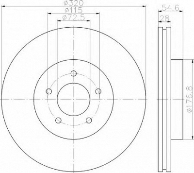 HELLA 8dd355117801 -  Тормозной диск