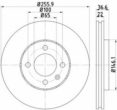 HELLA 8dd355118261 -  Тормозной диск